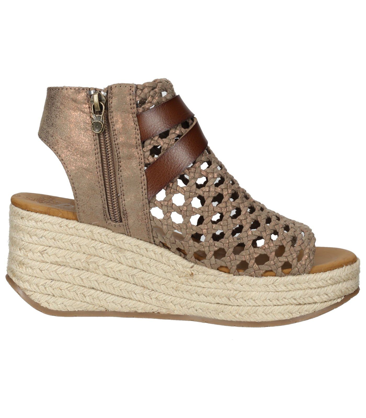 Braun Lederimitat/Textil Sandalen Blowfish Keilsandalette