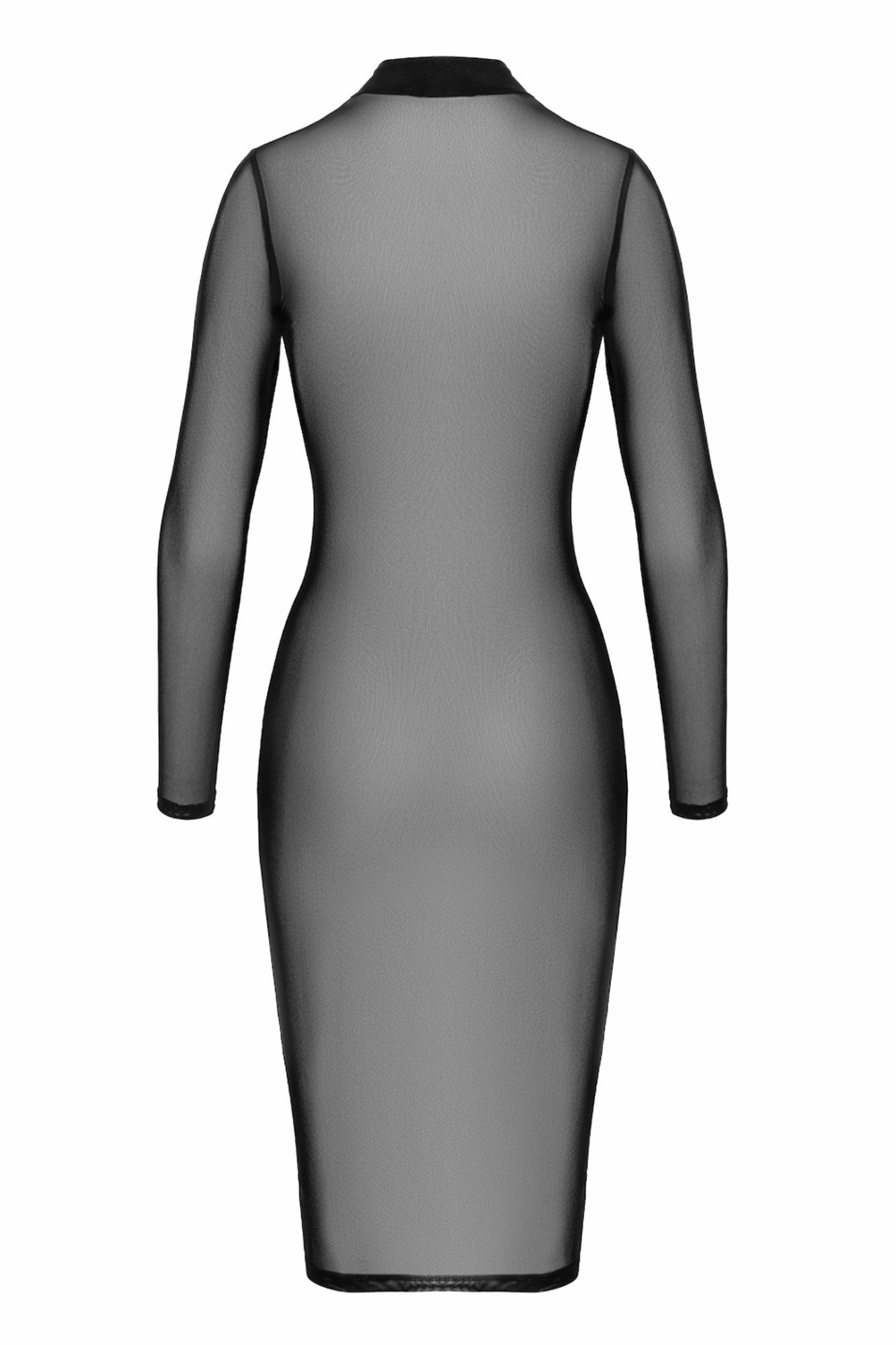 Noir Handmade Minikleid Transparentes halblanges Damen Dessous Kleid langarm aus Netzmaterial
