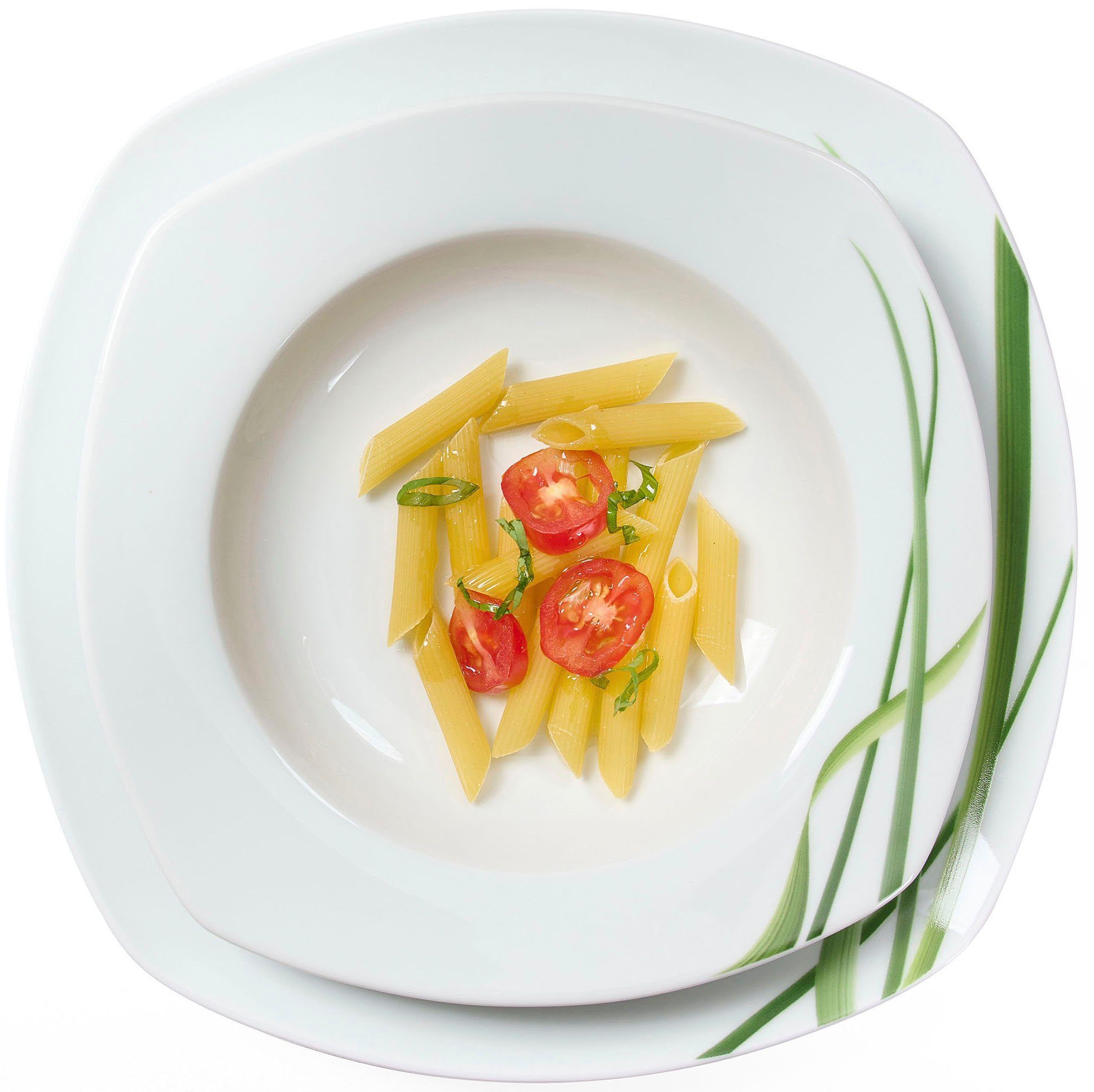 Ritzenhoff & Breker Tafelservice Graphic (12-tlg), 6 Personen, Porzellan, Geschirr-Set mit Gräser-Dekor