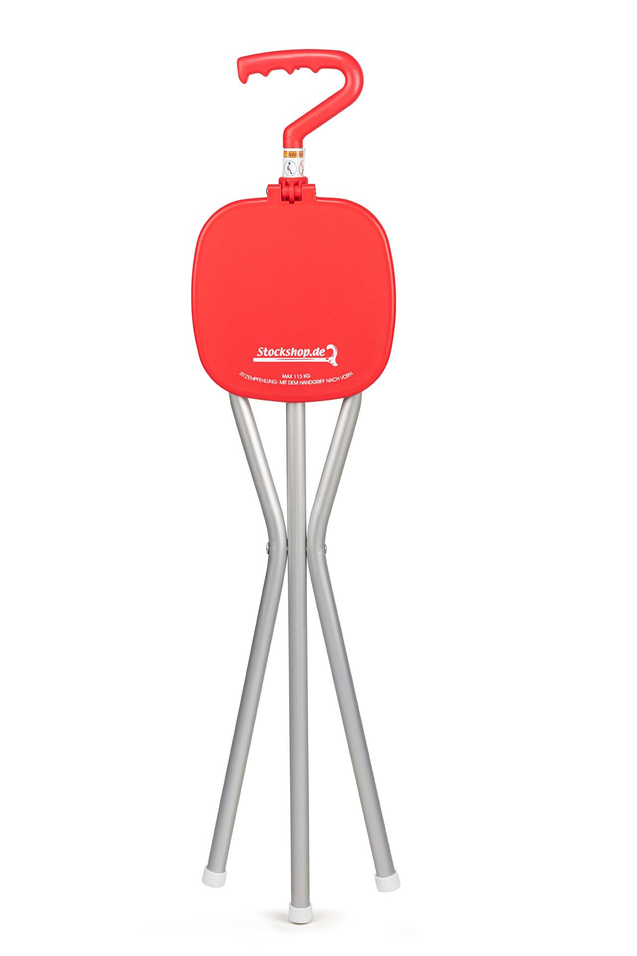 Stockshop Gehstock Sitzstock Sportseat Red, Fritzgriff, Sitzhöhe 54 cm, Gehhöhe 87 cm