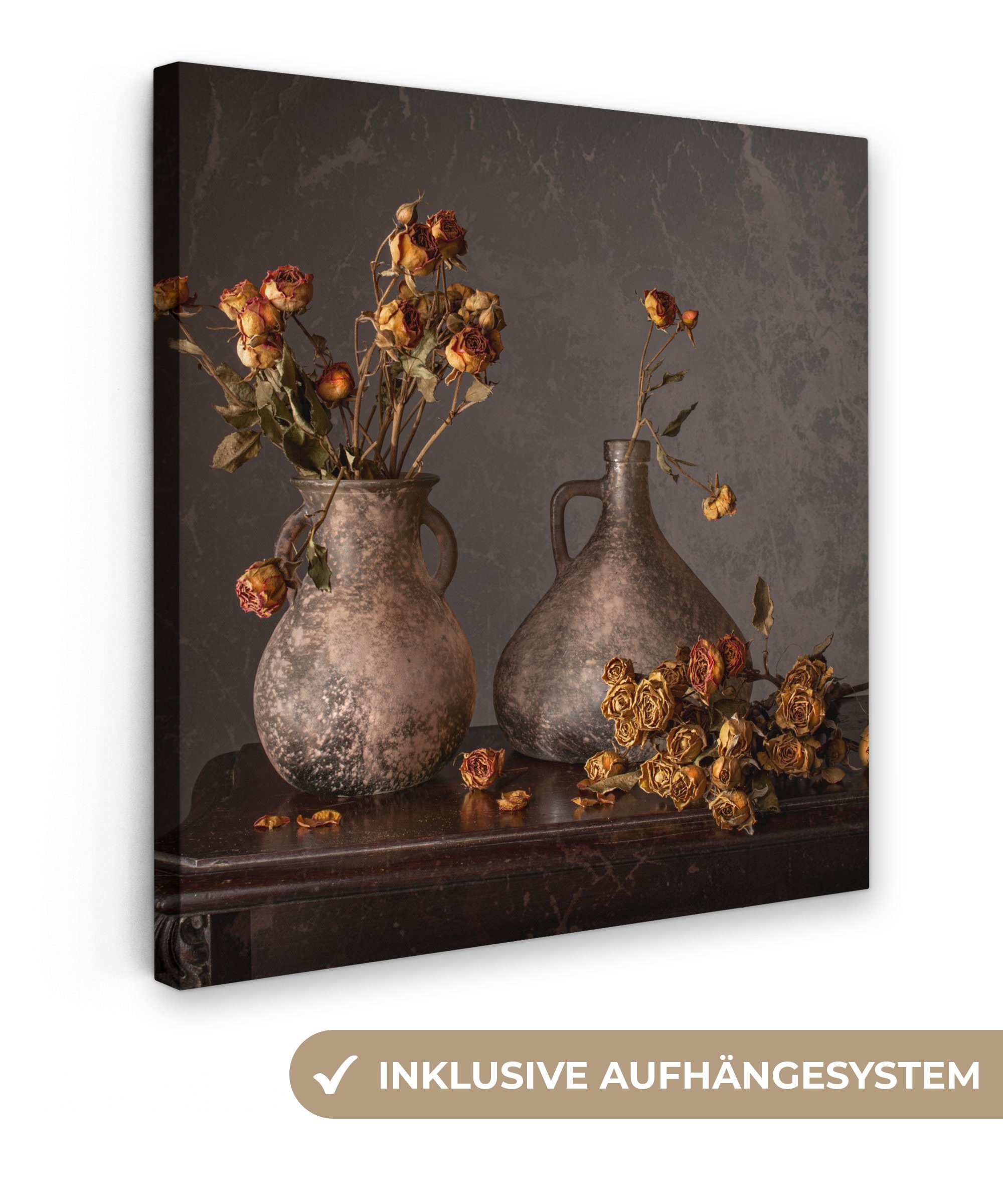 OneMillionCanvasses® Leinwandbild Stilleben - Blumen - Vase - Dunkel, Fotod günstig online kaufen