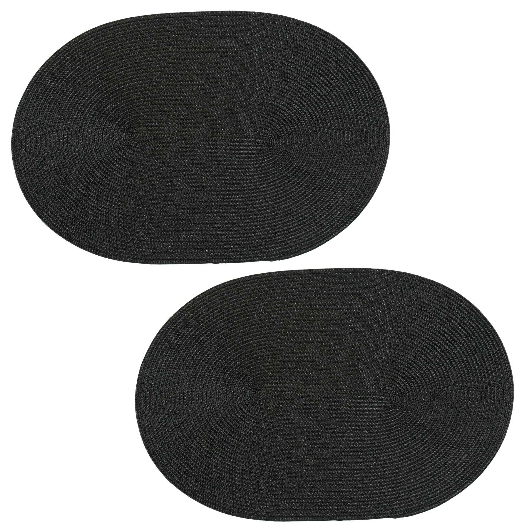 Platzset, Platzset 2er Set oval ca. 45x30 cm Platzdeckchen Tischset geflochtene, Haus und Deko, (2-St) Schwarz