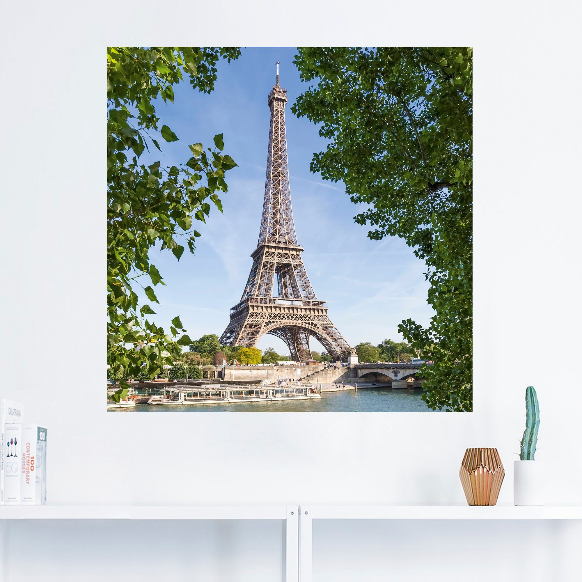 Artland Wandbild Paris Eiffelturm & Seine, Paris (1 St), als Alubild,  Leinwandbild, Wandaufkleber oder Poster in versch. Größen