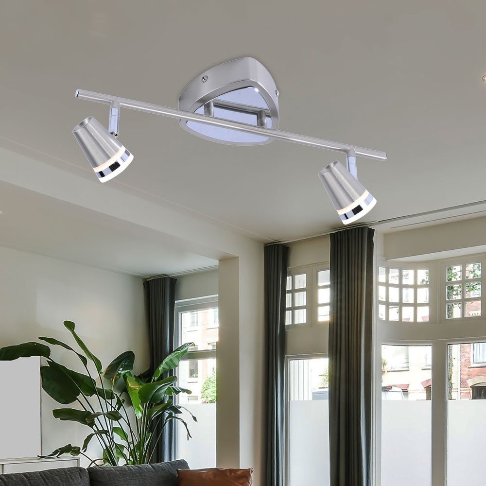 etc-shop LED Deckenspot, LED-Leuchtmittel verstellbar Leuchte Lampe verbaut, Wohn Stahl Warmweiß, fest Zimmer Decken Spots LED