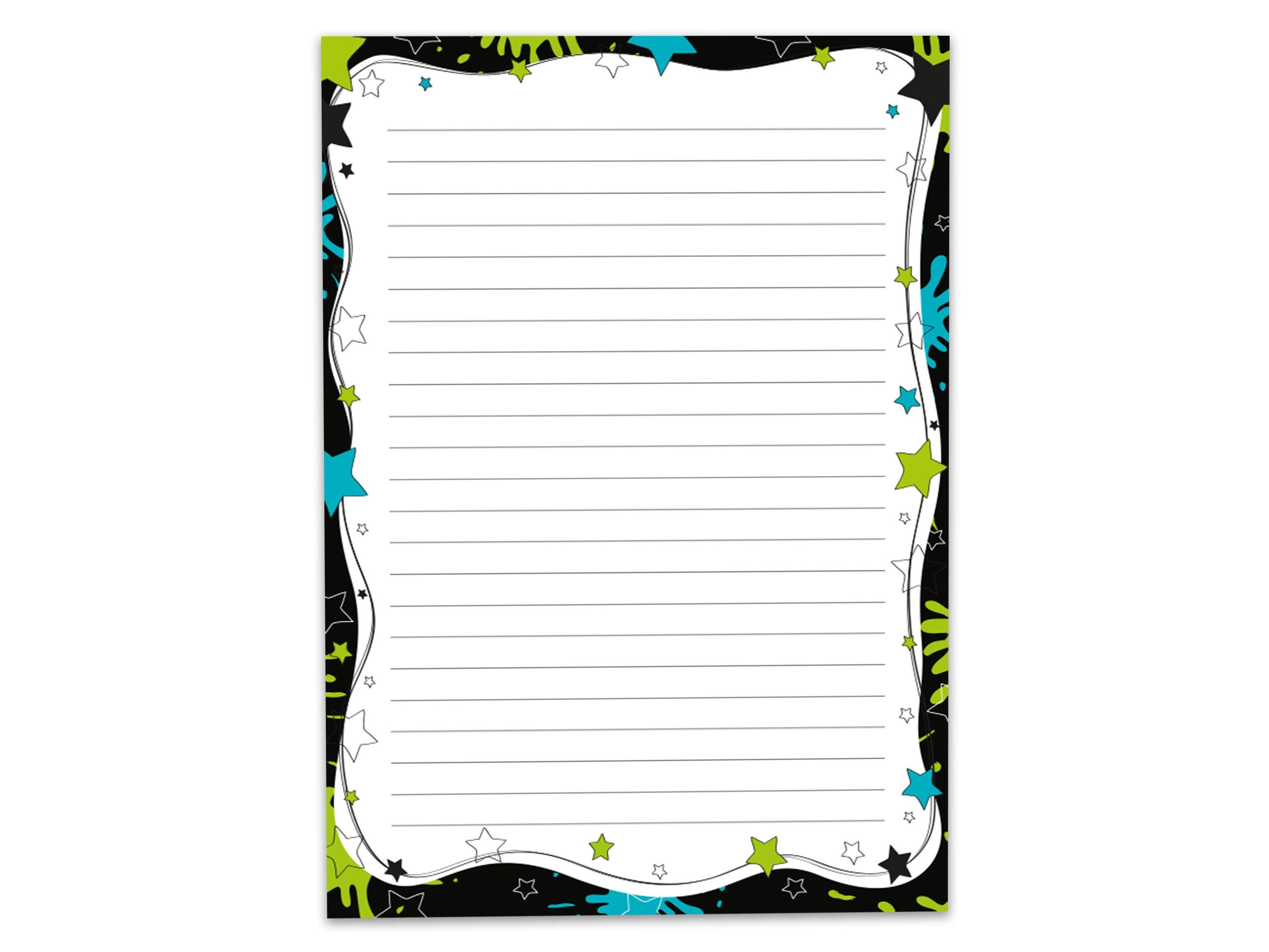 LIMONIA Briefpapier Set Kinder Briefblock A5 mit Umschlägen Notizblock Papier Jump Party, Kinder-Briefpapier A5 mit 15 Umschlägen, liniert & leicht beschreibbar