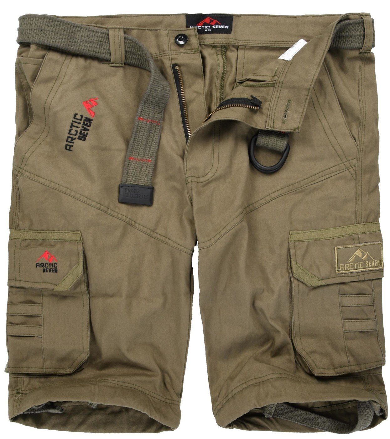 Arctic Seven Shorts Herren Cargo mit Gürtel – kurze Hose Baumwolle Robuste Shorts mit vielen Taschen und hohem Komfort