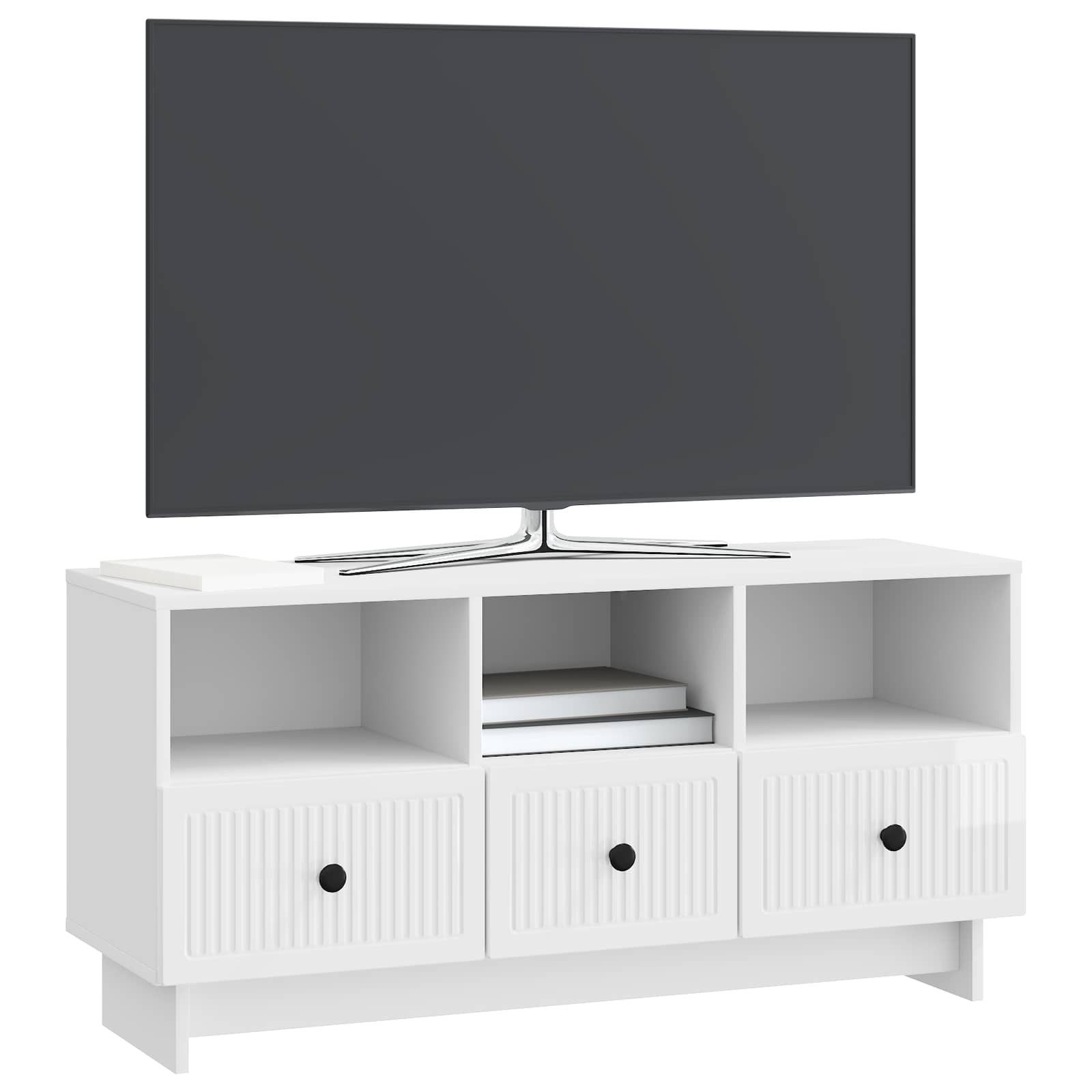 vidaXL TV-Schrank 102 x 34,5 x 50 cm TV-Schränk Hochglanz Weiß 102x34,5x50 cm Holzwerkst