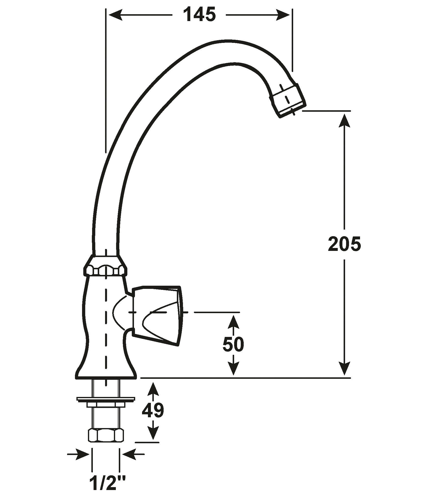 CORNAT Standventil "Lisa" Verchromter Messingkörper -Standmontage in Gäste-WC & Keller Geräuscharmer Luftsprudle / Kaltwasserhahn/ Wandarmatur/ Hoher Auslauf