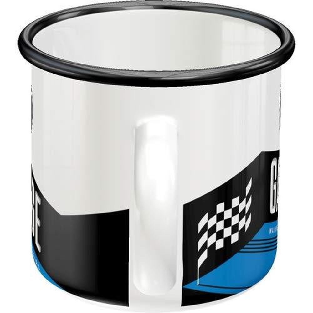 BMW Tasse BMW Garage Emaille Kaffee Becher Kaffeetasse Kaffeepott Groß, 1-tlg.