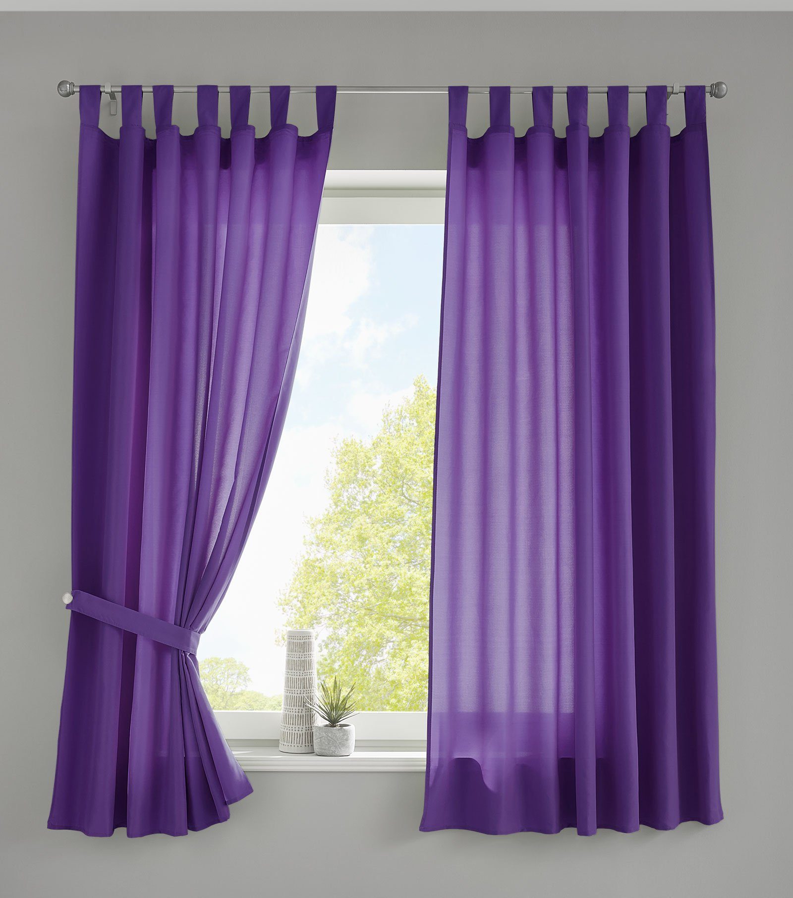 Gardinenbox Vorhang (2 St), Schlaufe, blickdicht, Microfaser, Schal Microsatin »Berlin« Blickdicht Kräuselband Raffhalter 20400N2