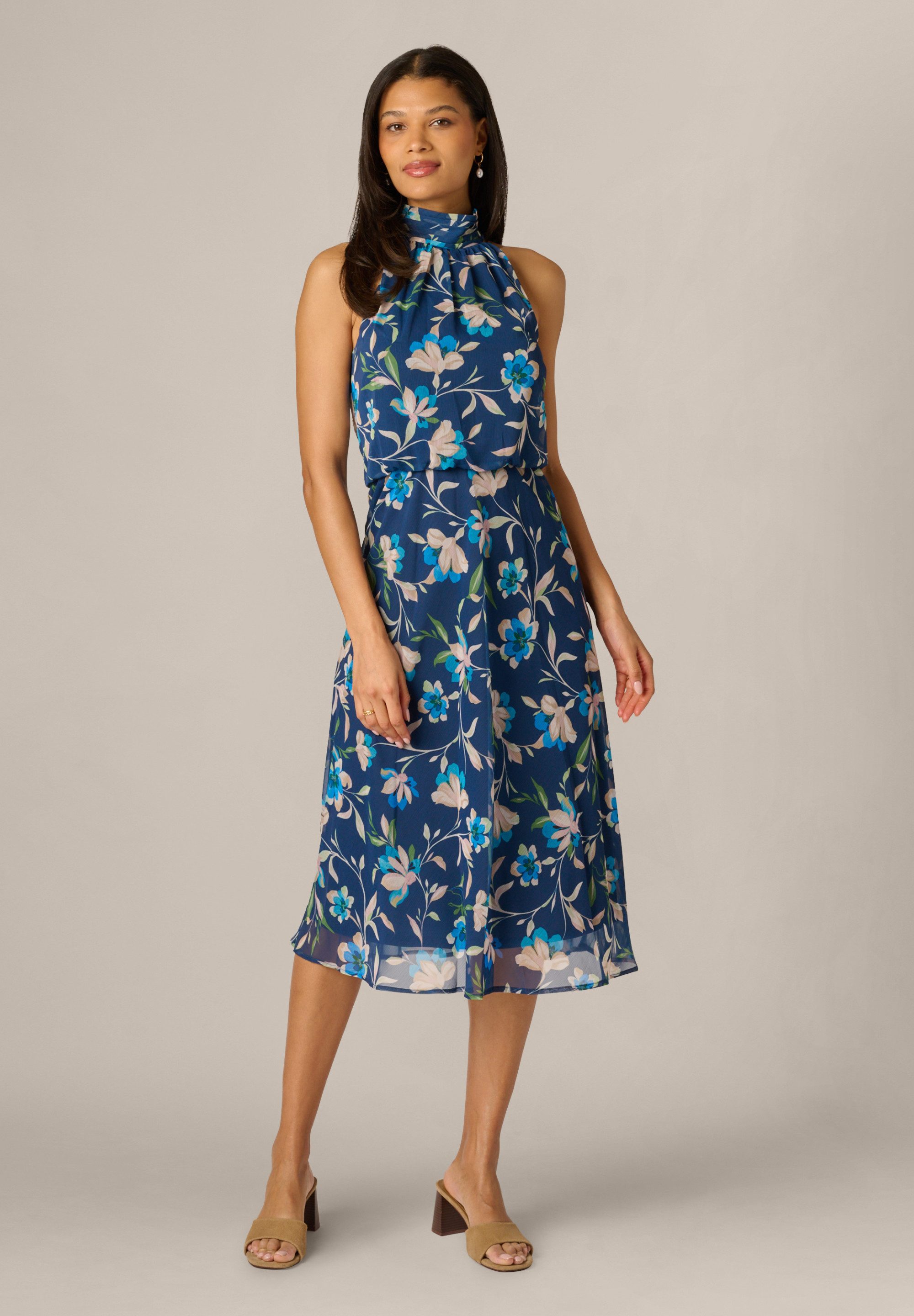 Adrianna Papell Midikleid Halter Chiffon Midi Dress Airy, textured floral midi dress