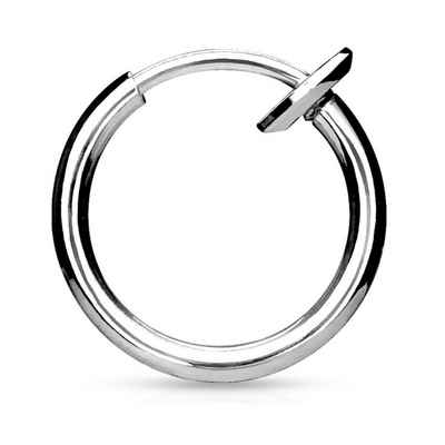 BUNGSA Fake-Ear-Plug-Set Fake Piercing Ring mit Springverschluss Silber aus Edelstahl Unisex (1 Paar (2 Stück), 1-tlg), Ohrschmuck Ohrringe