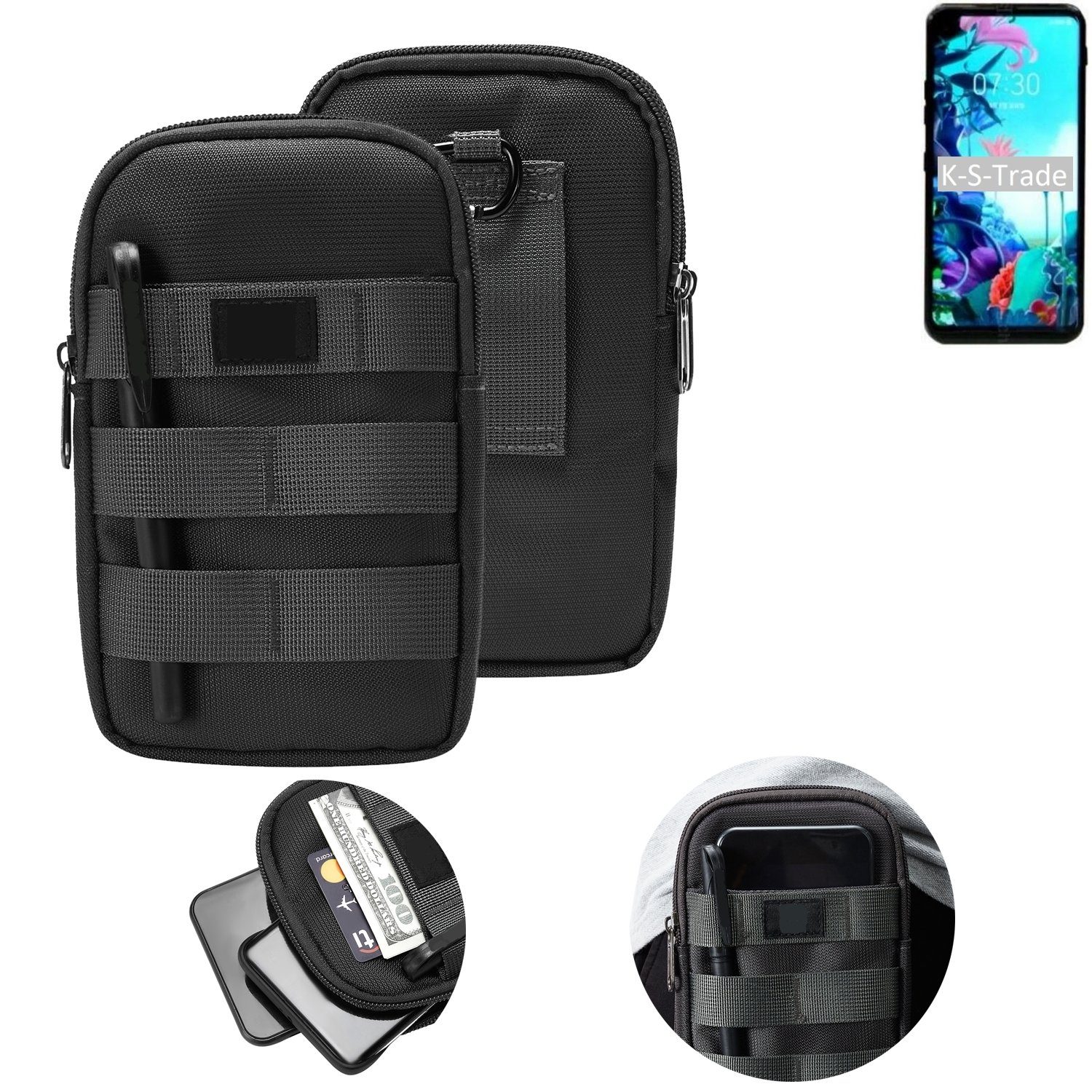 K-S-Trade Handyhülle für LG Electronics Q70, Holster Gürtel Tasche Handy Tasche Schutz Hülle dunkel-grau viele
