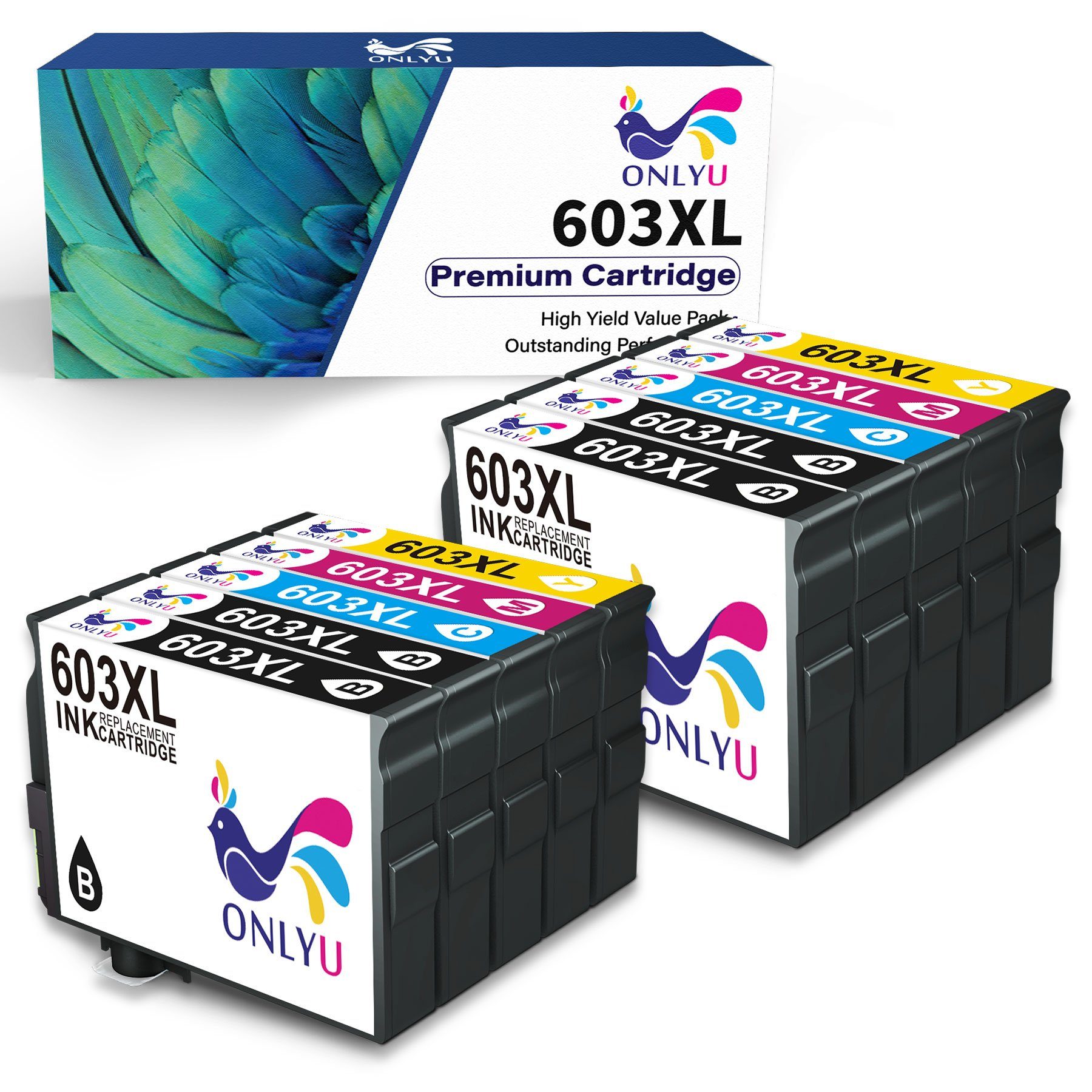 4x 2x ONLYU 2x WF-2830 ersetzt XP-2100 für Tintenpatrone 603 2x Schwarz, EPSON 603XL XP-2105 Cyan, Gelb(10er-pack) Magenta, multipack