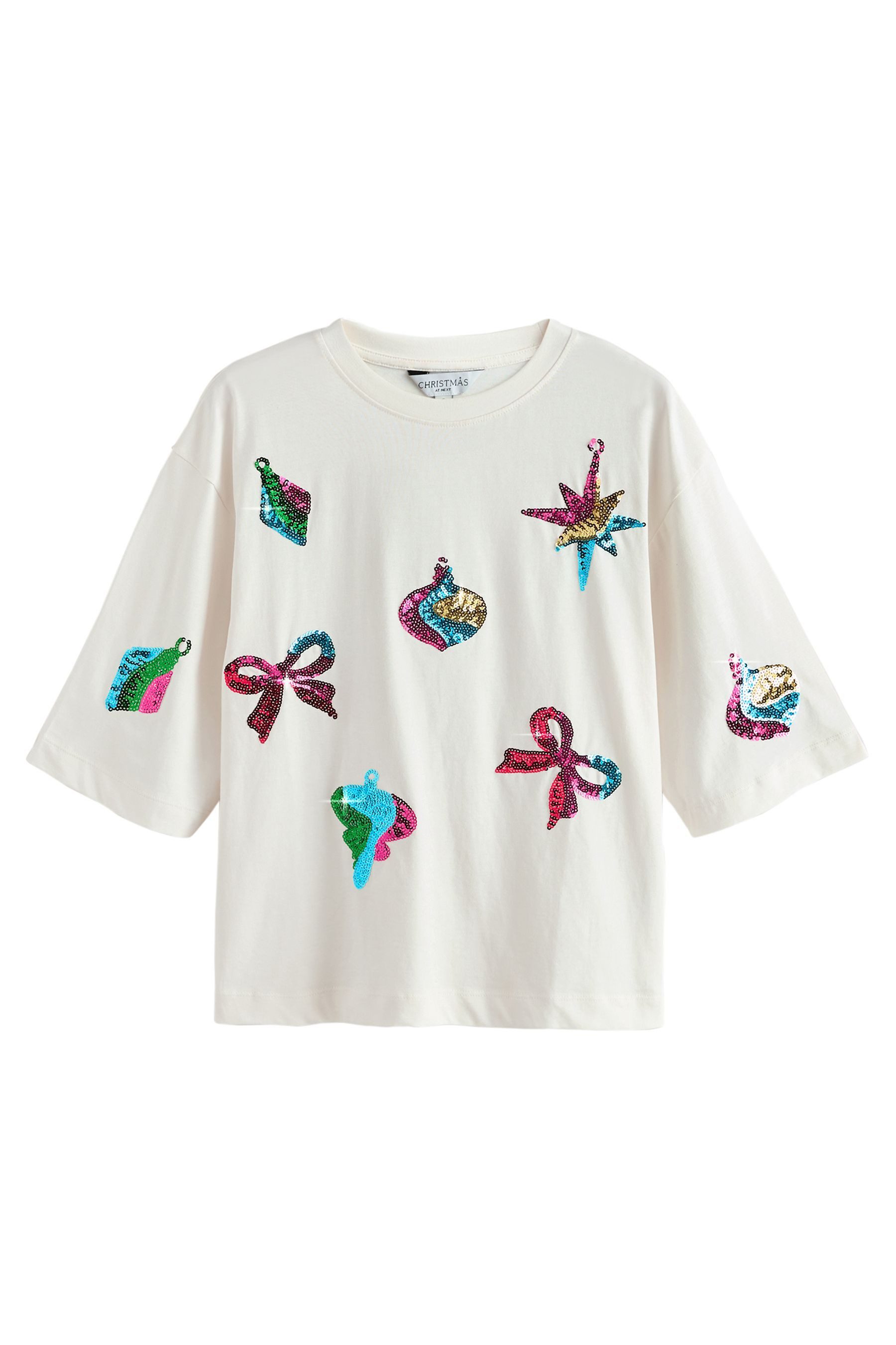 Next Paillettenshirt Festliches Weihnachts-T-Shirt mit Pailletten (1-tlg) günstig online kaufen