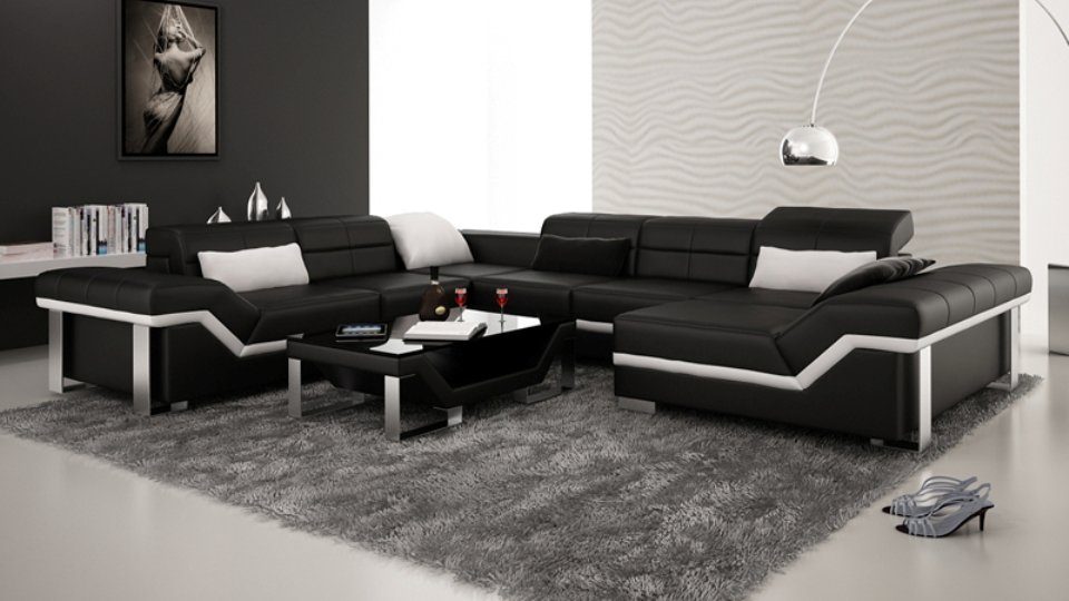 Couch JVmoebel Ecksofa, Wohnlandschaft Sofa Sofa Ecksofa Ledersofa Design Modern