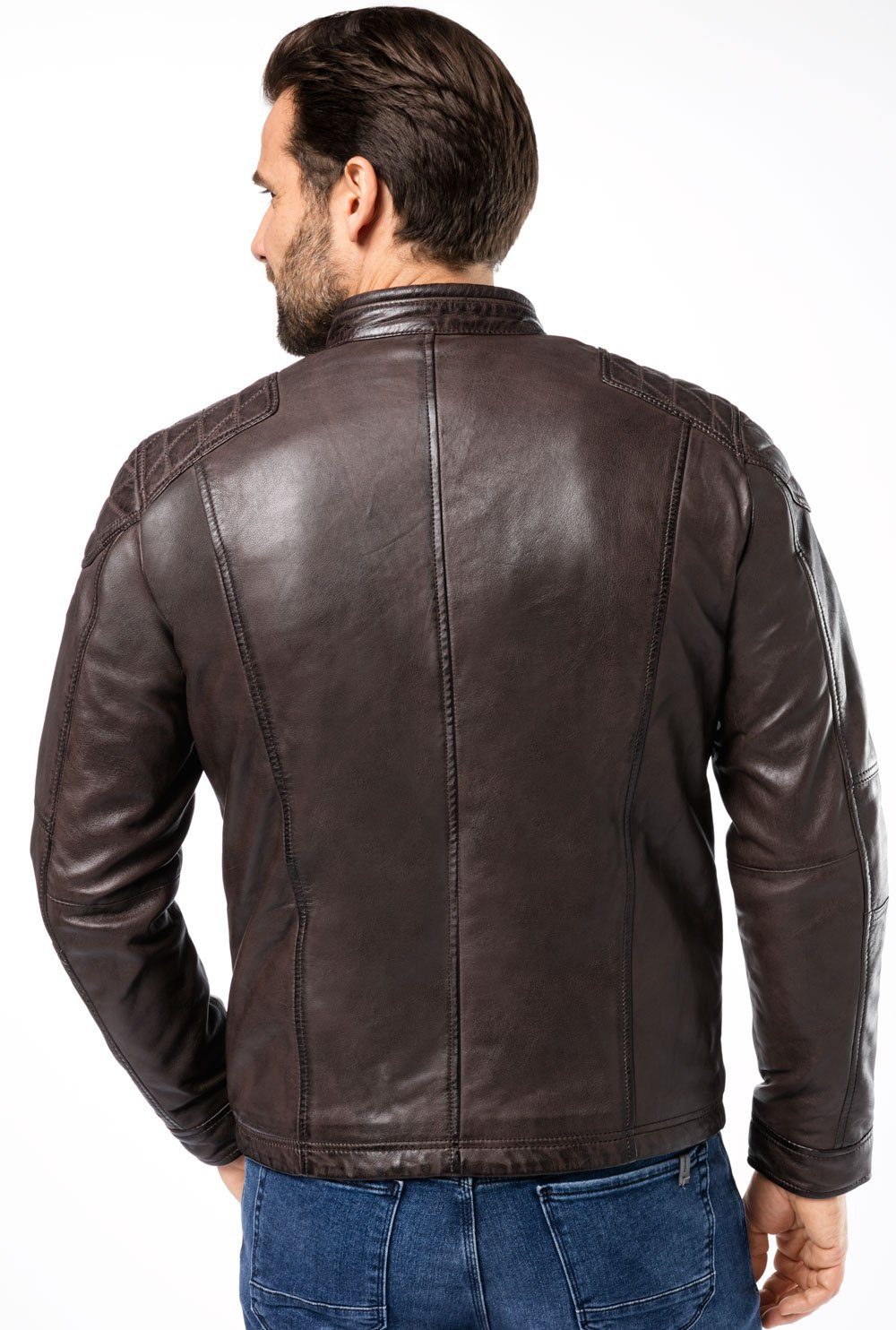Ross & Cole Lederjacke lässiges Design mit Steppung an der Schulter