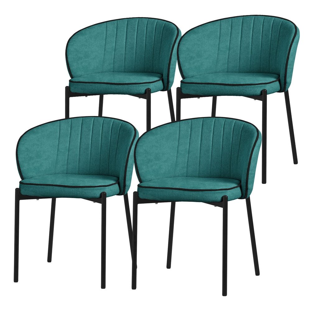 ML-DESIGN Polsterstuhl Esszimmerstühle mit Armlehne & Rückenlehne Ergonomische moderne Design (4 St), Armlehnstuhl mit Metallbeine 4er Set Petrol Lounge Sessel bis 120kg