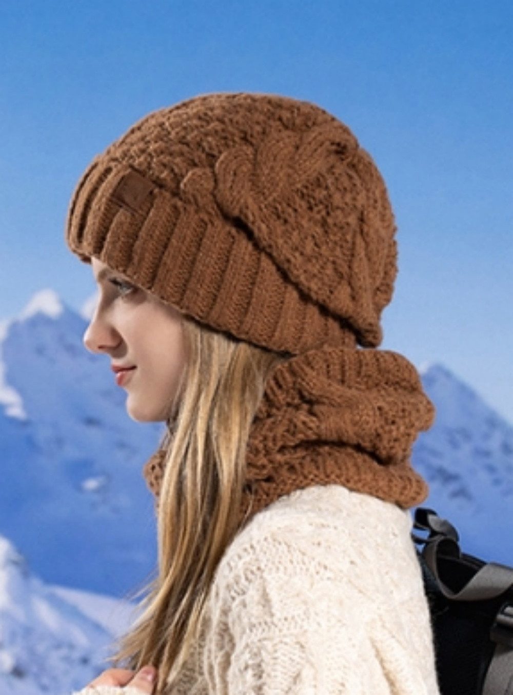 VEKROBOT Beanie Damen Wintermütze – lockere Beanie ohne Krempe, warm & bequem (Set, 1-St., Damen Winter-Set: Mütze & Schal) Der perfekte Begleiter für kalte Wintertage