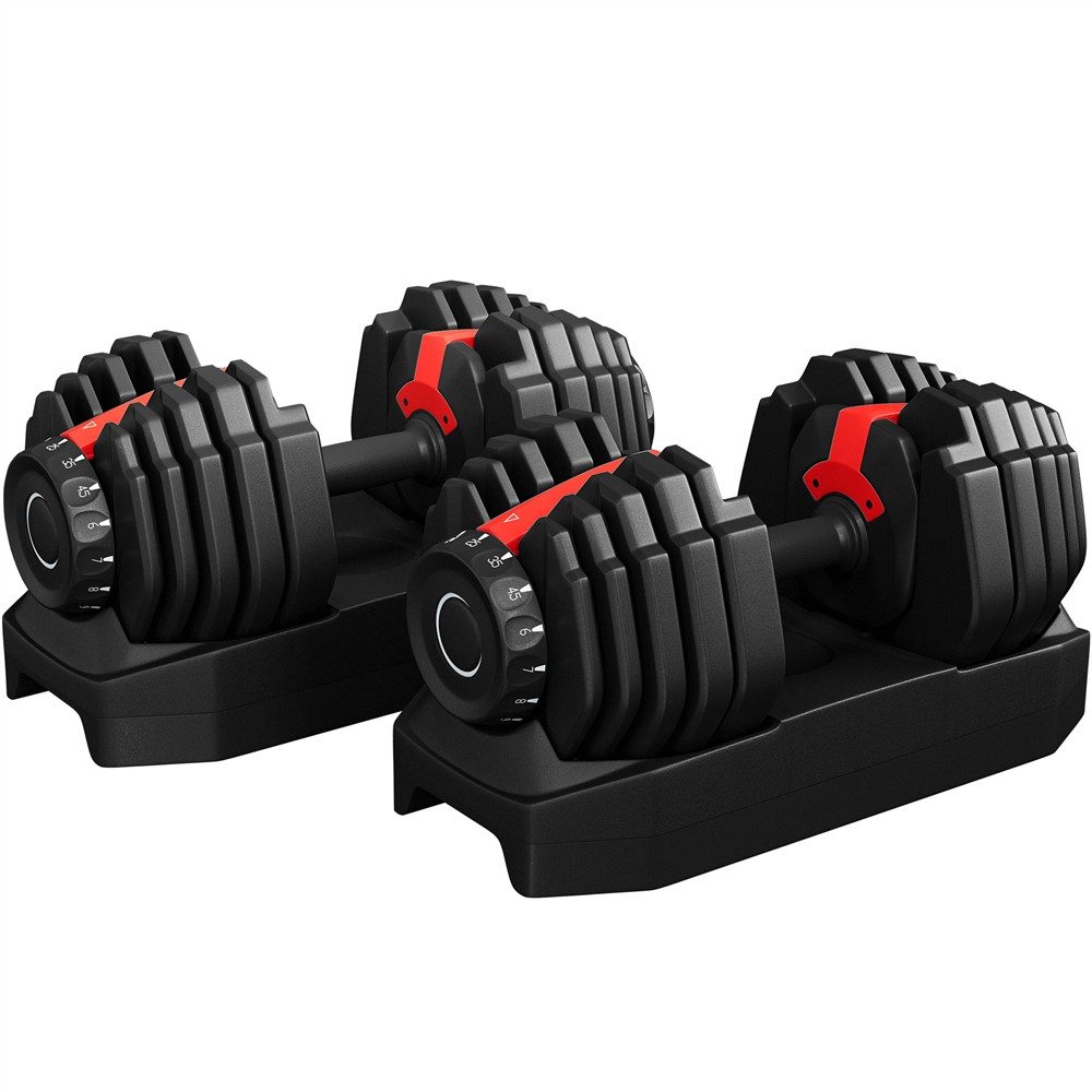 Yaheetech Hantel-Set 15-in-1 Kurzhantel mit einstellbaren Gewichtsstufen von 2,5 bis 24 kg, 1-Sekunde-Schnelleinstellung, für Zuhause & Fitnessstudio