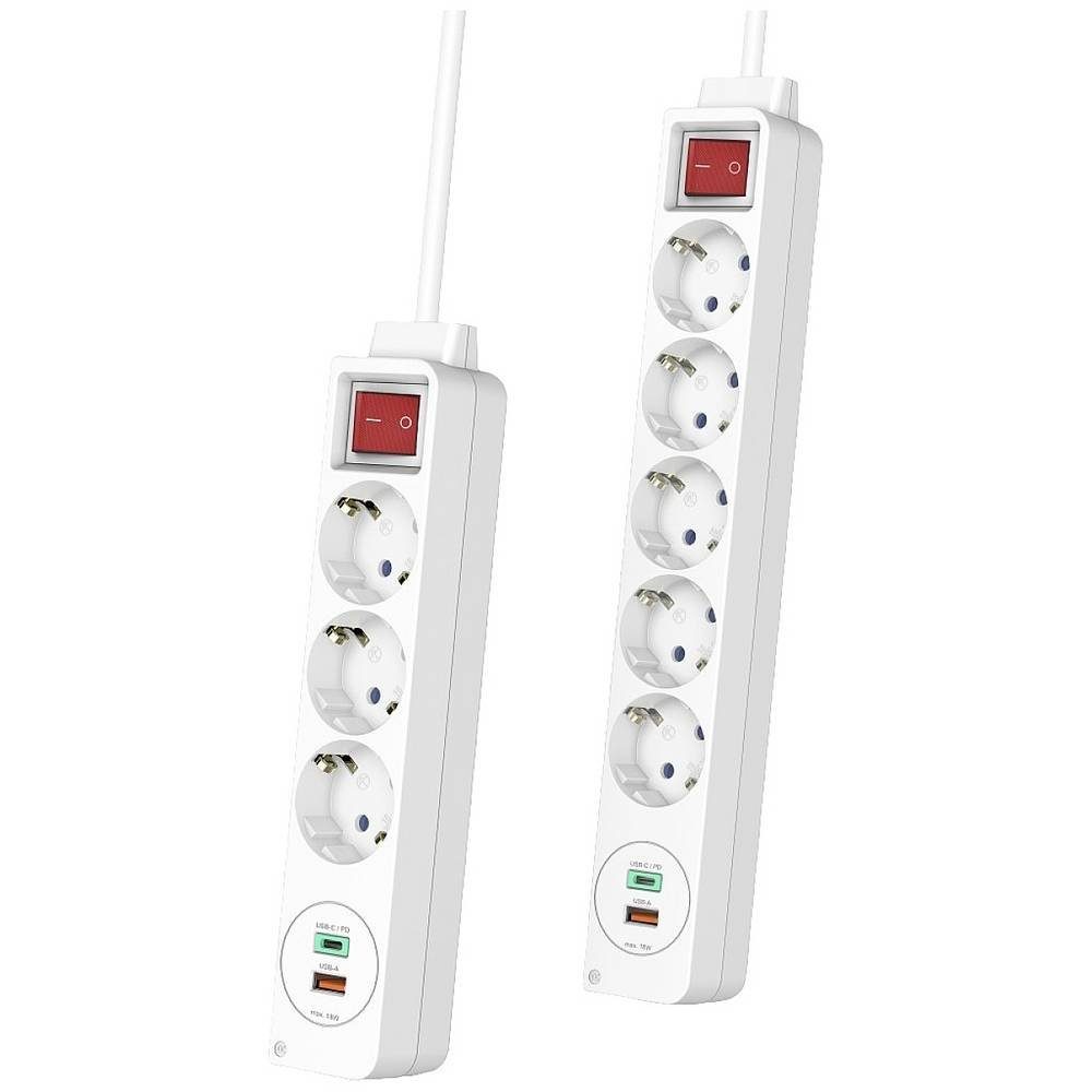 Thumbnail - Hama Steckdosenleiste, 3-fach, USB-C/A 18W, PD/QC™, Steckdosenleiste, erhöhter Berührungsschutz, mit USB-C®, mit USB-Lad...