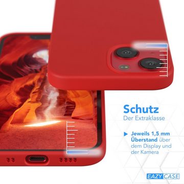 EAZY CASE Handyhülle Premium Silikon Case für Apple iPhone 13 Mini 5,4 Zoll, Smart Slimcover mit Displayschutz Handy Softcase Silikonhülle Etui Rot