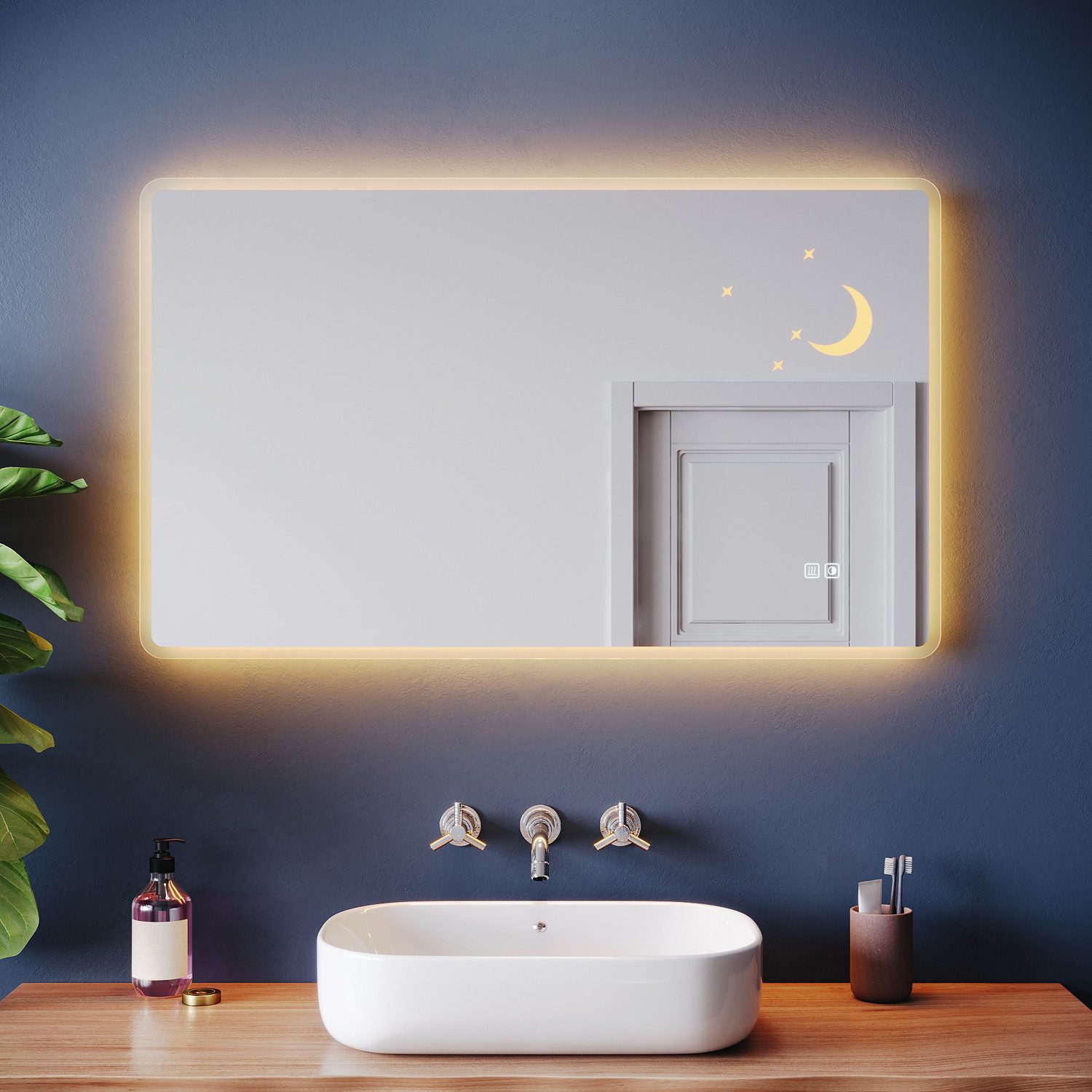 SONNI Badspiegel Badspiegel mit LED-Beleuchtung, Lichtspiegel IP44 LED Spiegel, 60-120cm Wandspiegel mit Touch-Schalter