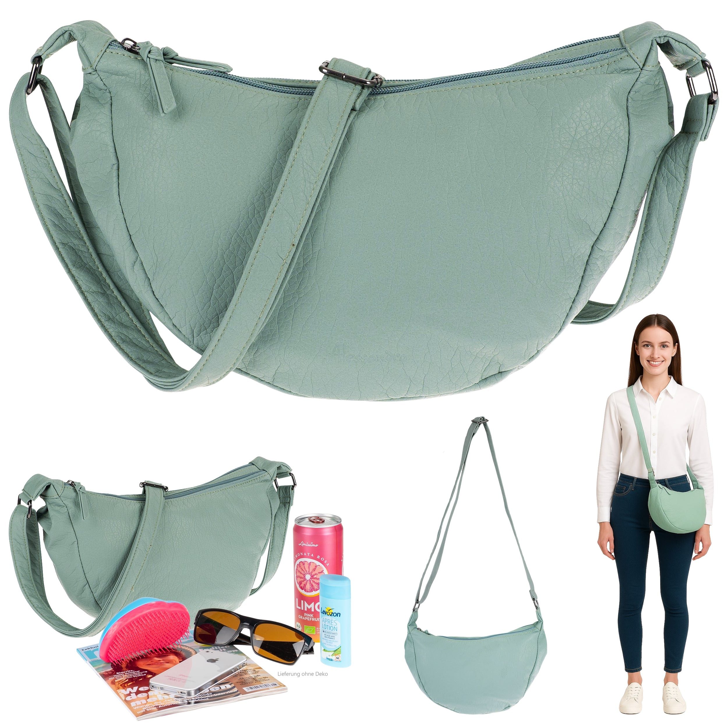 Alessandro Salvatore Handtasche Damen Schultertasche Halbmond Form Umhängetasche