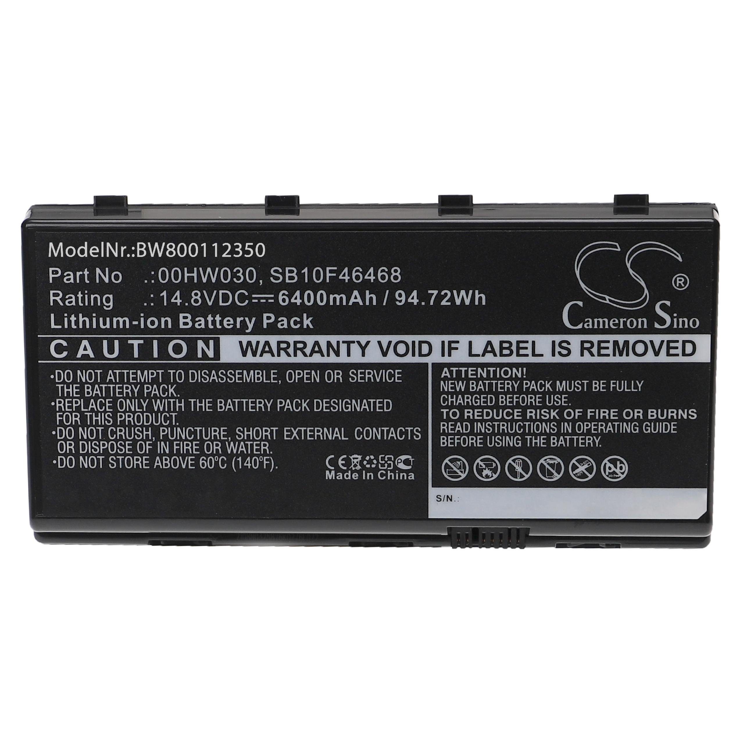 ThinkPad (20HK0000GE), passend (20HK0001GE), P71 für vhbw Laptop-Akku Lenovo mAh P71 6400 P71