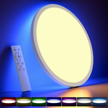 MODLICHT LED Deckenleuchte 24W LED RGB Deckenlampe 3000K-6500K Dimmbar Wohnzimmer Lampe, mit Fernbedienung, für Wohnzimmer Schlafzimmer Küche Bad IP40, Ø30cm