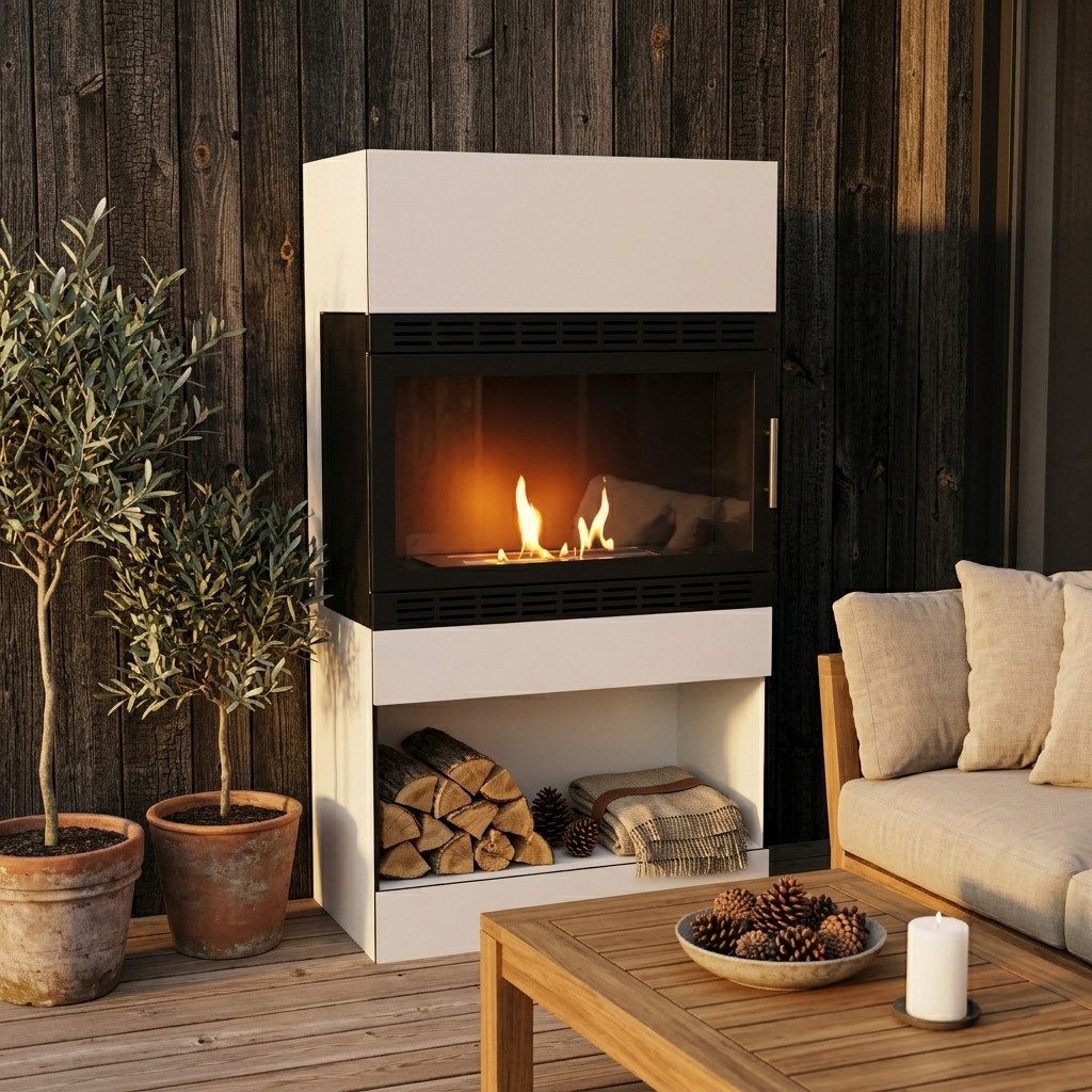 GLOW FIRE Echtfeuer-Dekokamin Lillesand Vision XL Outdoor Ethanolkamin, Kamin, 3h Brenndauer, Heizleistung bis 2KW