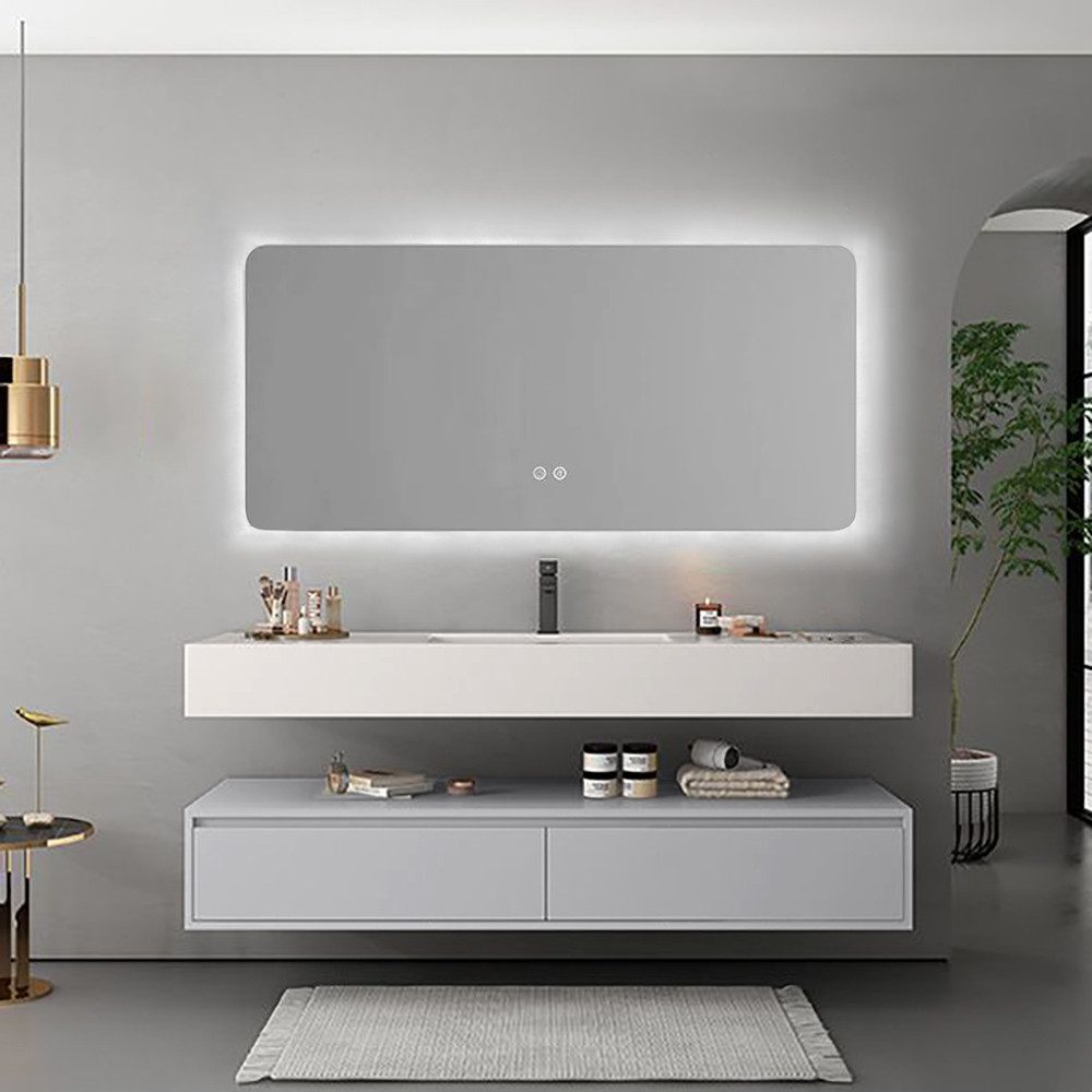 Badmöbel-Set mit Waschbecken LED Spiegel und Unterschrank