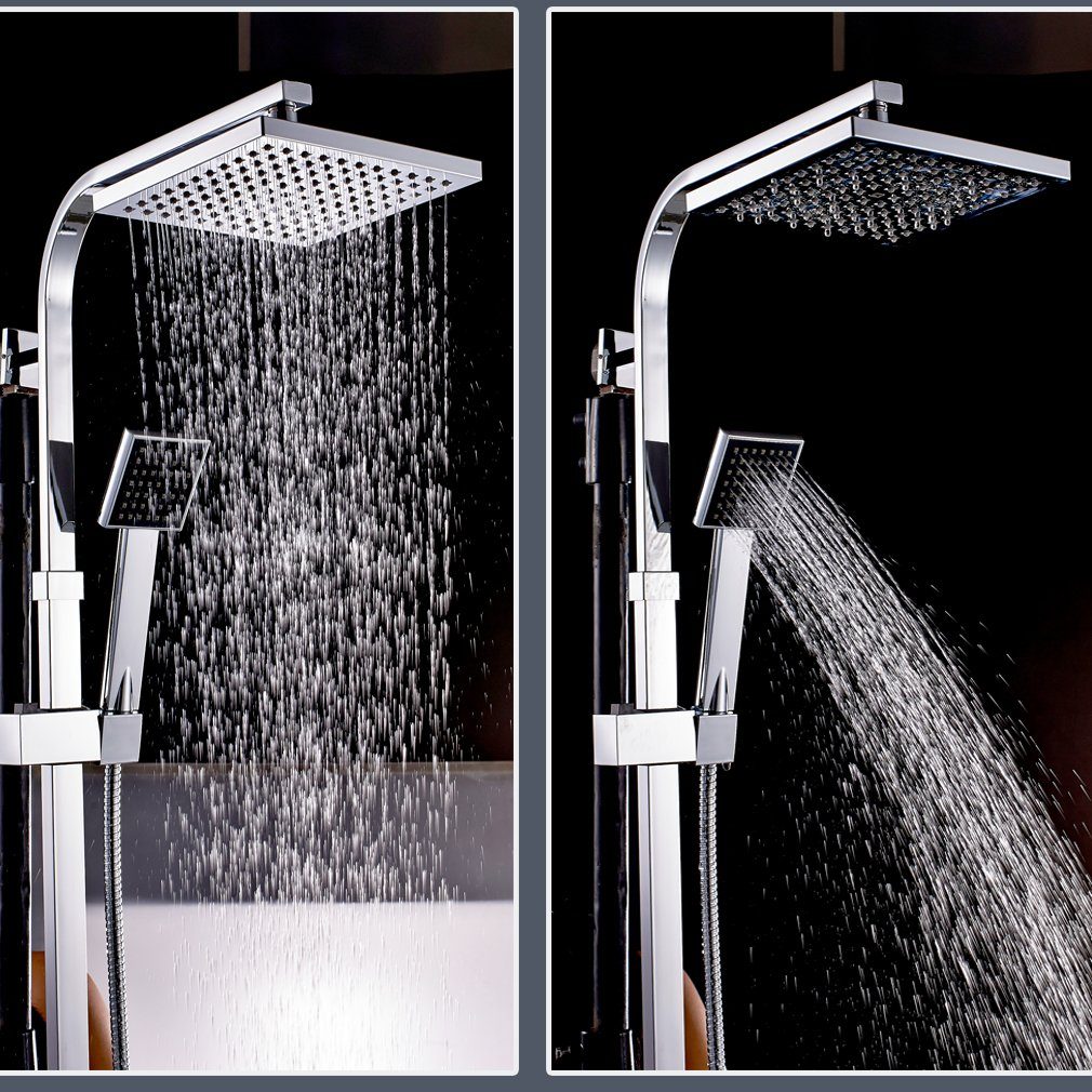 Duschsystem Duschamaturenset Höhe Chrom+Schwarz Thermostat, 120 Edelstahl Auralum cm mit Duscharmatur Duschsystem