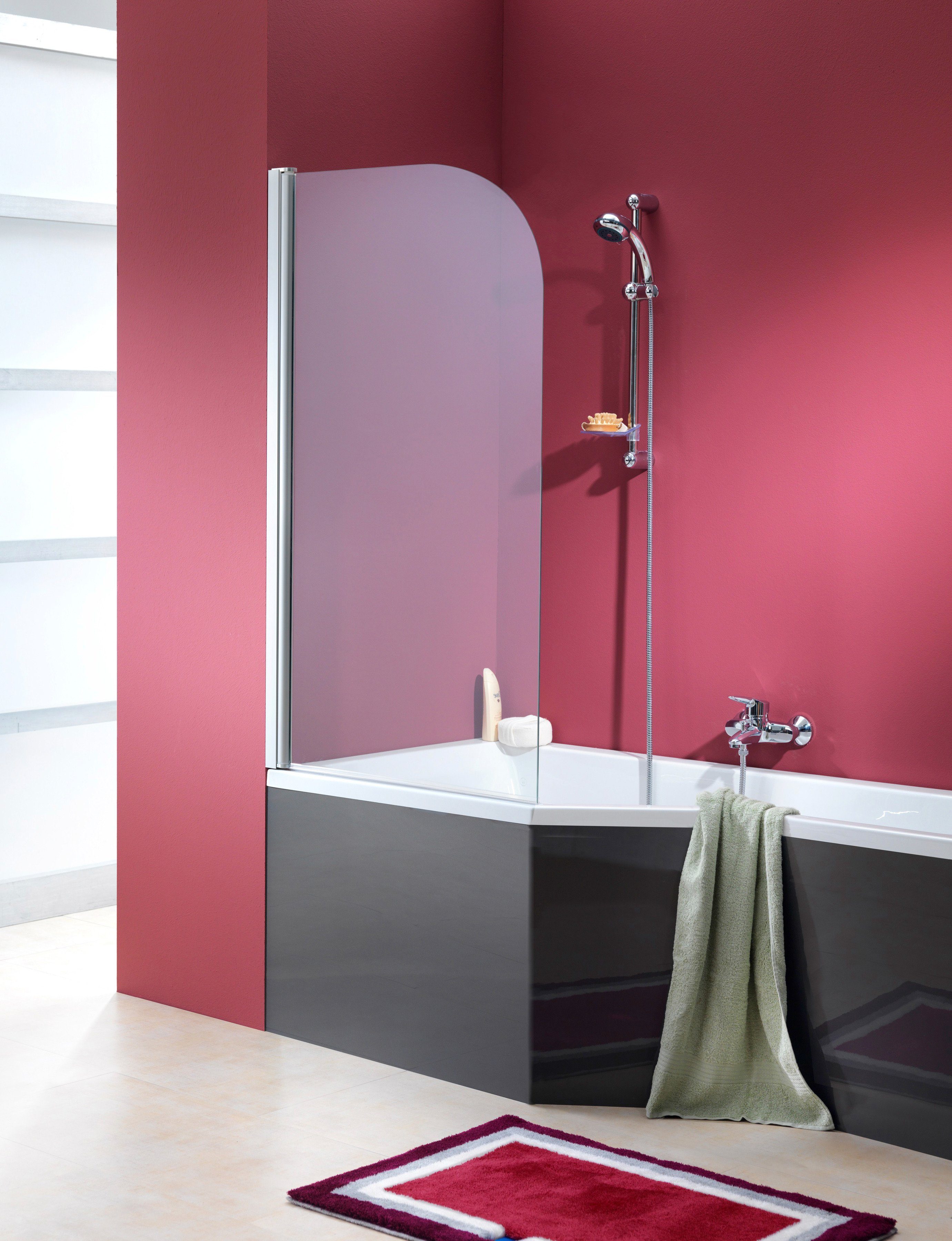 OTTOFOND Badewanne Cello, mit Fußgestell, Ablaufgarnitur und 1-tlg Echtglas Wannenaufsatz
