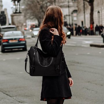 TAN.TOMI Henkeltasche Damen Handtasche Shopper Groß Synthetisches-Leder Umhängetasche, Leichte Vintage Elegant Damen Tasche für Business/Schule/Einkauf