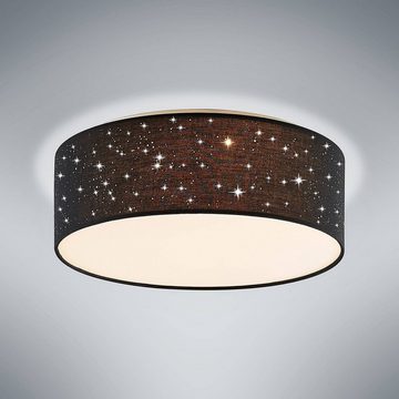 Lindby LED Deckenleuchte Ellamina, LED-Leuchtmittel fest verbaut, Farbwechsel warmweiß / tageslicht, Modern, Metall, Kunststoff, Textil, Schwarz, 1 flammig, inkl.