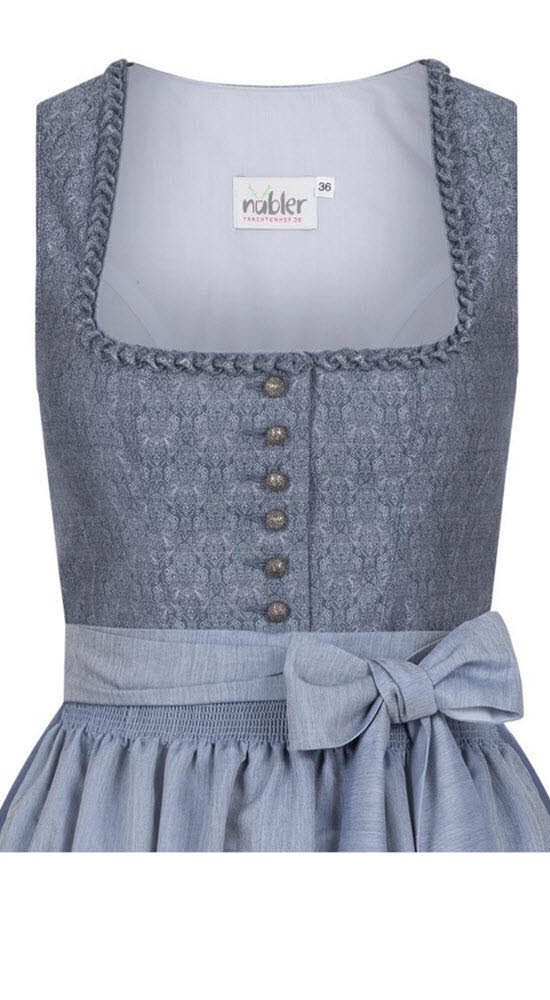 Nübler Dirndl Midi Dirndl Elsa in Rauchblau von Nübler - Rocklänge 70 cm
