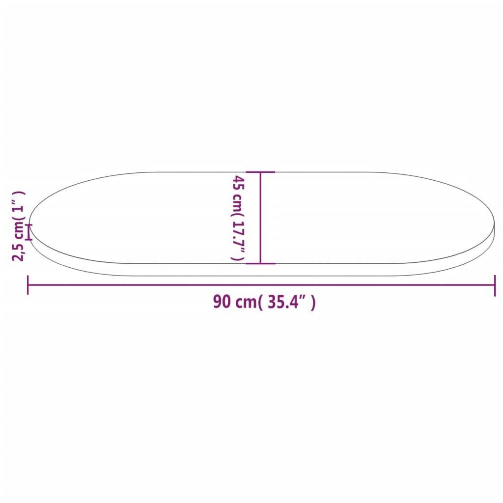 furnicato Tischplatte 90x45x2,5 cm St) Oval (1 Kiefer Massivholz