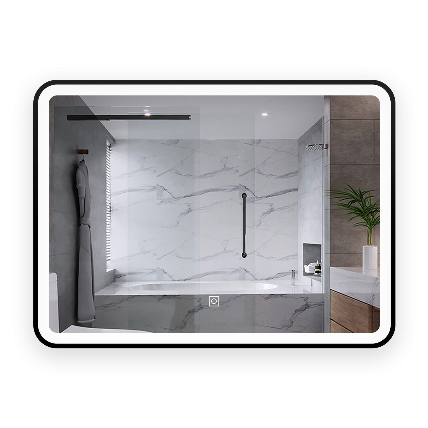 duschspa Badspiegel LED Spiegel mit Rahmen Schwarz Wandspiegel mit Beleuchtung 50-120cm, Kalt/Warm/Neutralweiß, dimmbar, Touch/Wandschalter, Memory