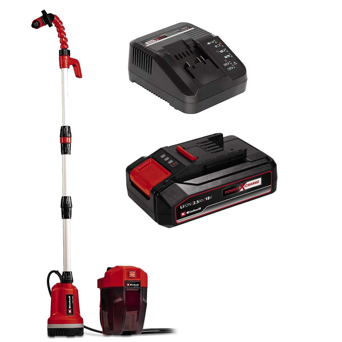 Einhell Regenfasspumpe Regenfasspumpe GE-PP 18 RB Li 18V (mit Akku 2.5 Ah / Ladegerät)