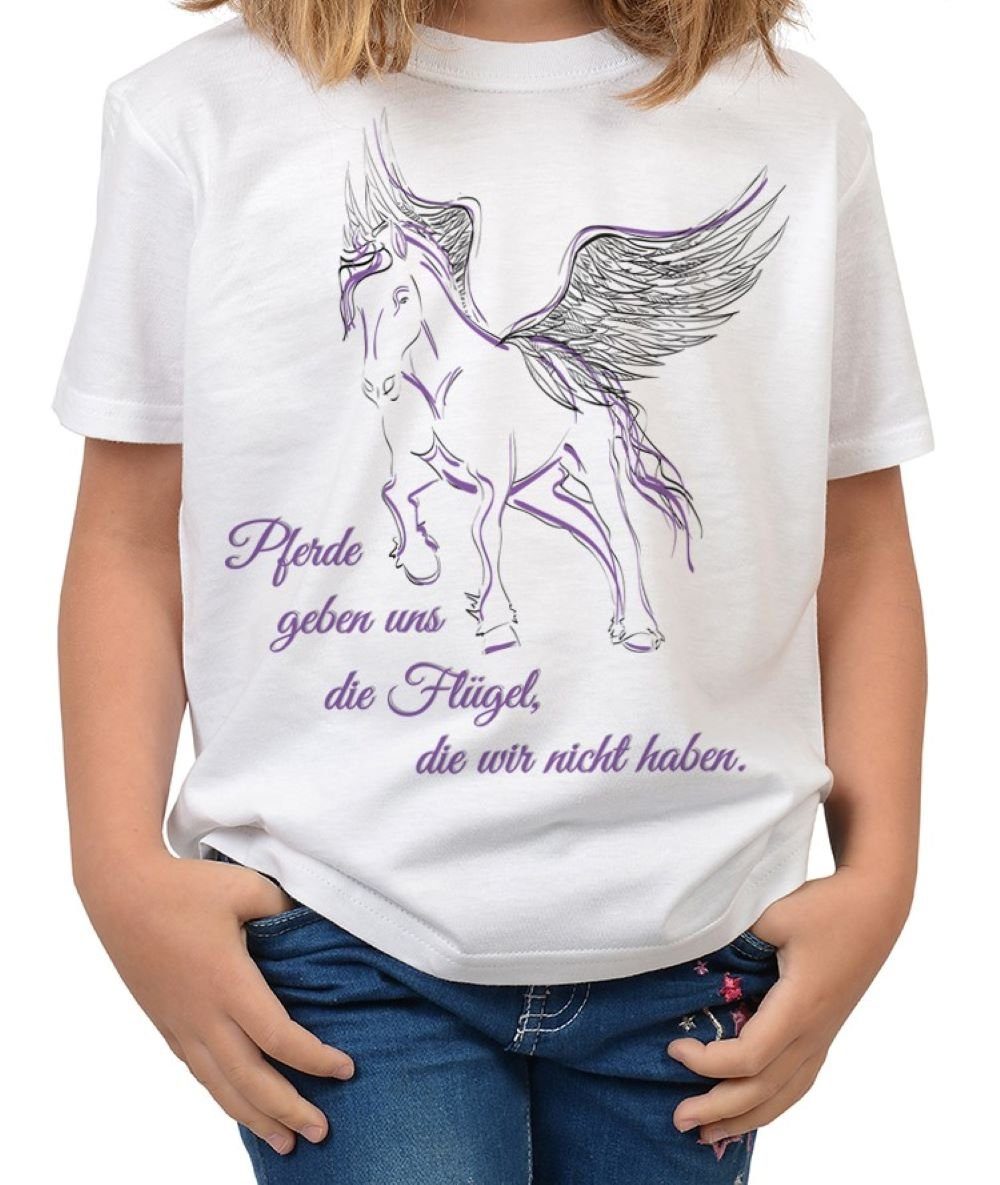 Tini - Shirts T-Shirt Pferde Mädchen Sprüche Pferde Motiv Kindershirt : Pferde geben uns die Flügel