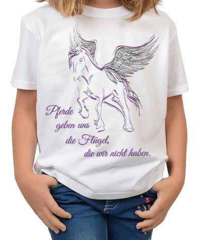 Tini - Shirts T-Shirt Pferde Mädchen Sprüche Pferde Motiv Kindershirt : Pferde geben uns die Flügel, die wir nicht haben