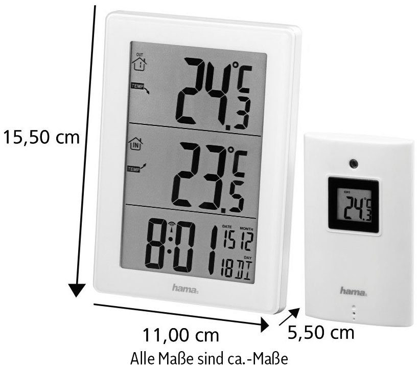 Weiß Hama "EWS-3000", Außenfühler Mit Wetterstation Wetterstation