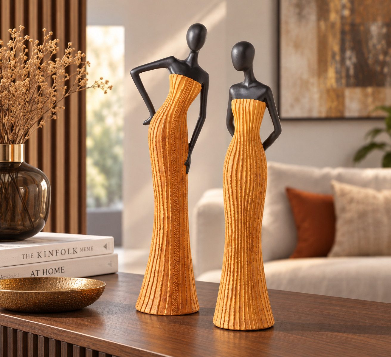 MF Dekofigur Dekofiguren Eleganza Ladys 2er Set schwarz orange-gelb 31 cm (2 St)