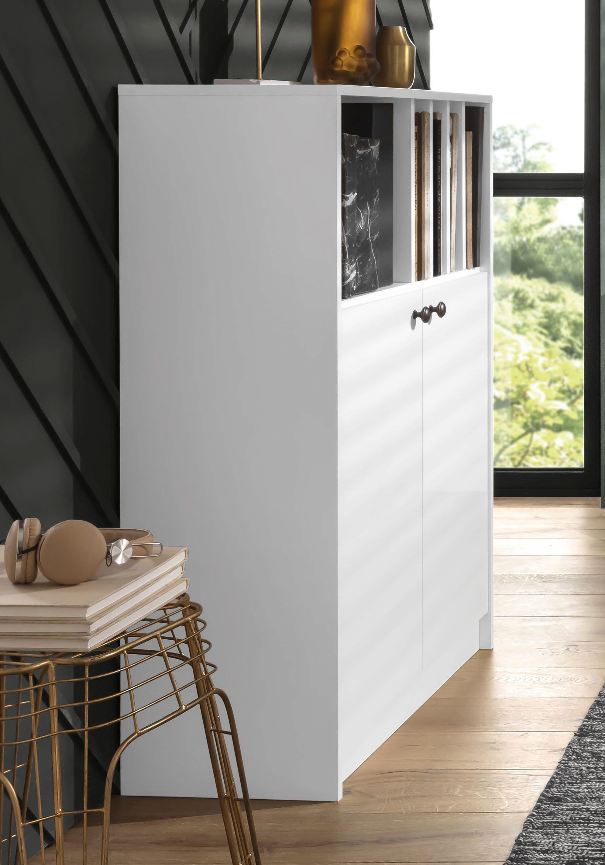 OTTO home Aktenschrank Licia viel Stauraum, 2 Türen und 5 offene Fächer – Bild 2 von 5