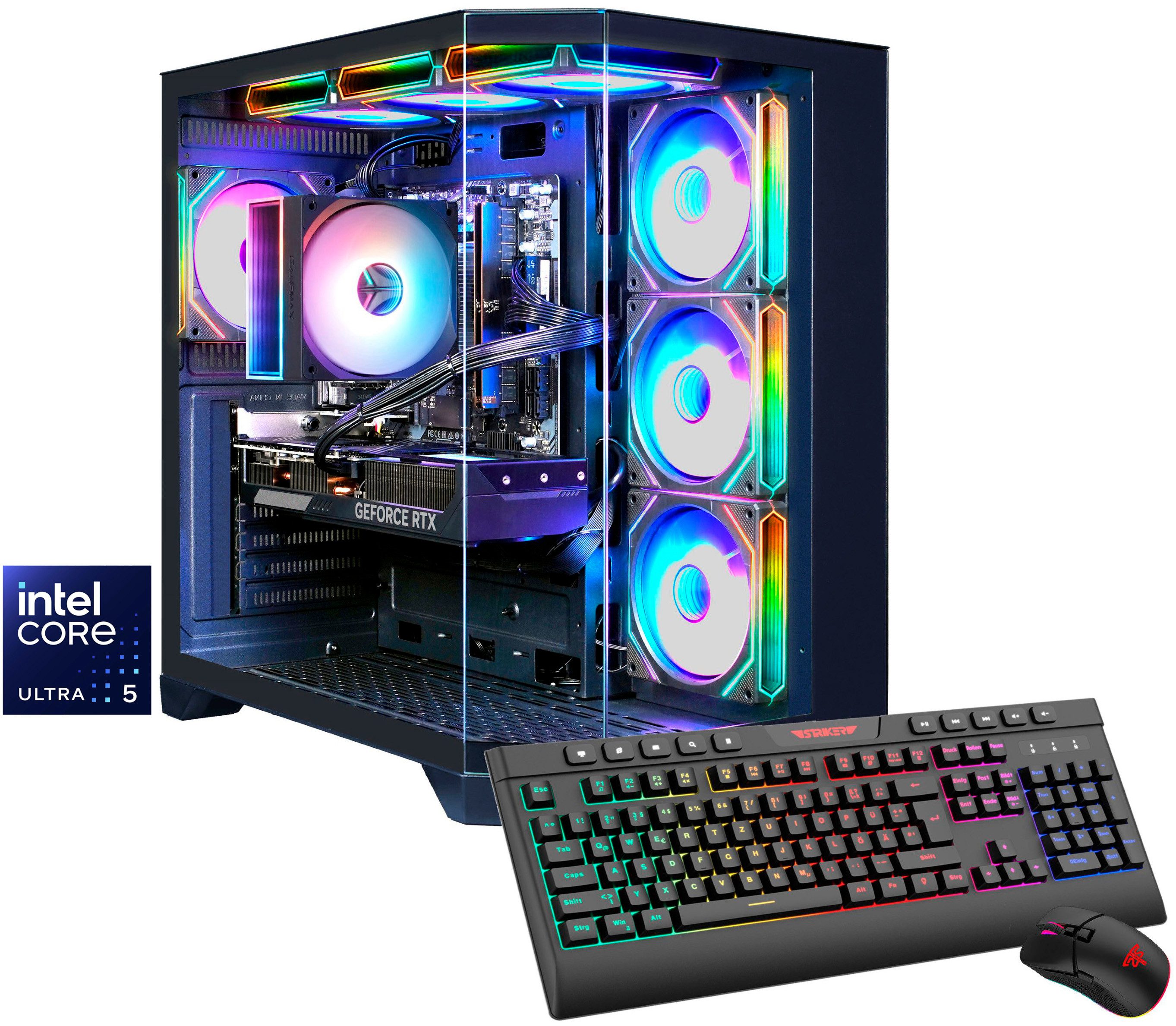 GAMEMAX HYPE-A BK 8176 Intel Core Ultra 5 245KF 32GB DDR5 1TB SSD RTX 5060Ti Gaming-PC (Intel® Core Ultra 5 245KF, RTX 5060 Ti, 32 GB RAM, 1000 GB SSD, Luftkühlung aktiv, Windows 11, DDR5 RAM)