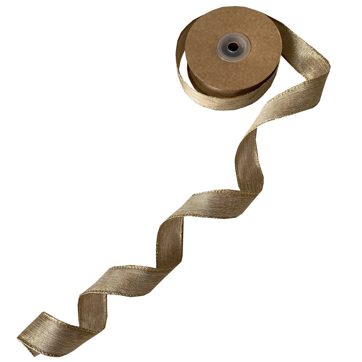 Deko AS Dekoband Feines Geschenkband mit Lurexfäden - creme-gold 40mm 10m, mit Drahtkante