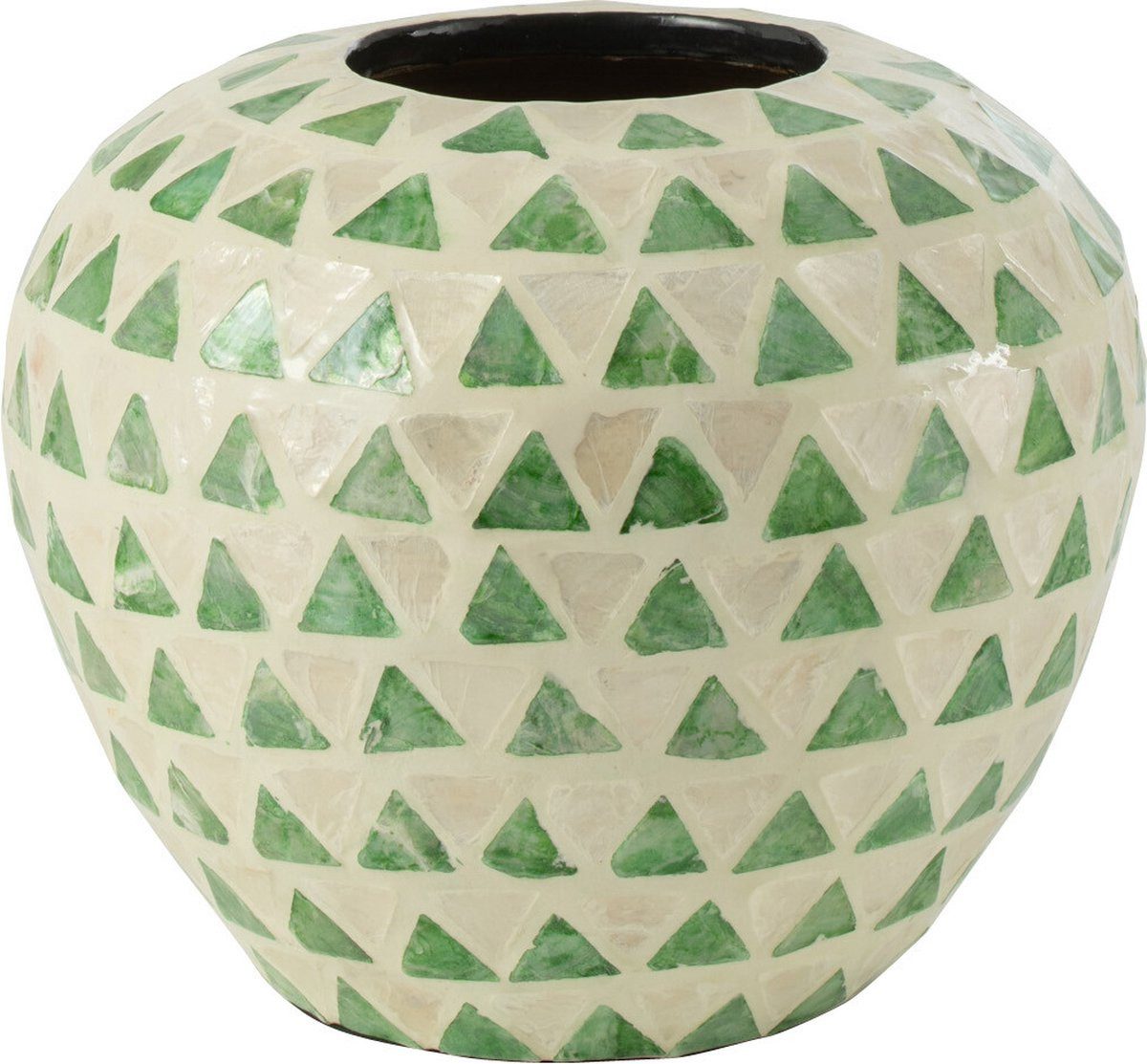 J-line Kugelvase Nuye Bol Schelpen/Bambus, Grün, Ø 26 cm (1 St), handgefertigt