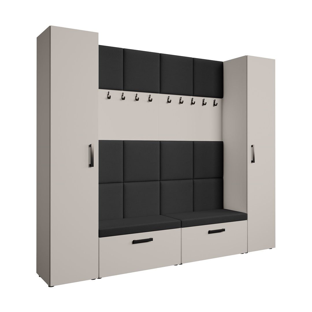 Beautysofa Garderobenschrank Garderobenschrank mit gepolsterten Paneelen MA günstig online kaufen