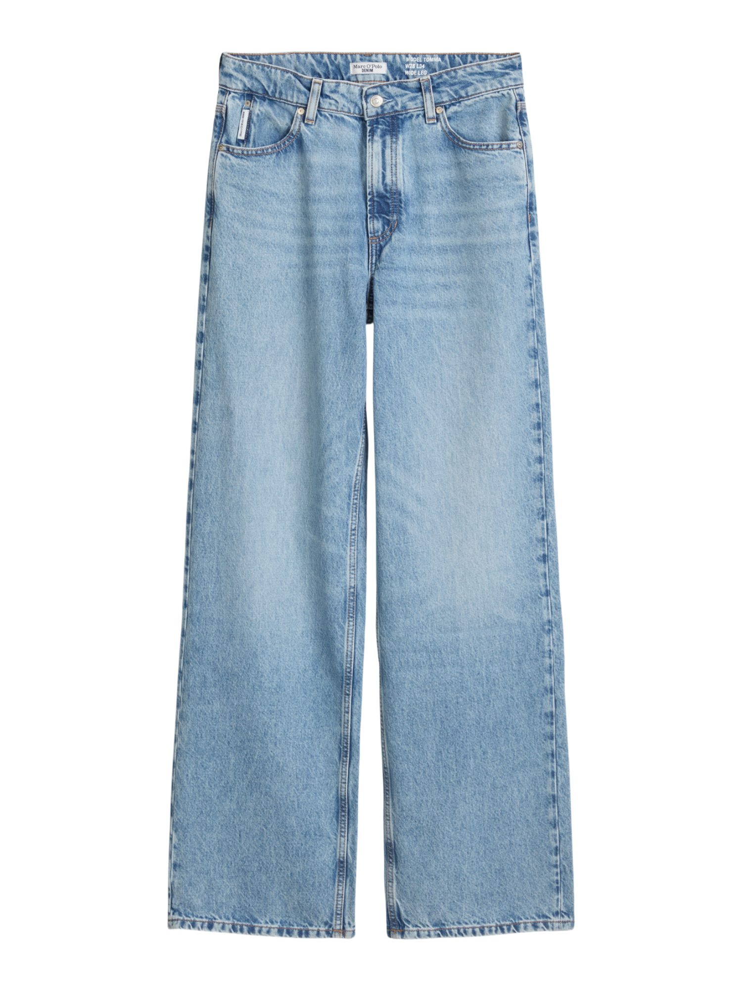 Marc O'Polo DENIM 5-Pocket-Jeans blau,Casual,Baumwolle,Unifarben,Wide Leg,Hoch